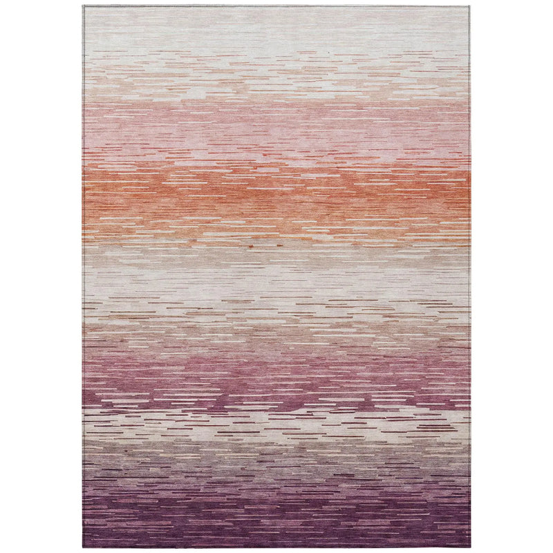 8' X 10' Eggplant And Purple Striped Washable Indoor Outdoor Area Rug Homeroots Outdoor