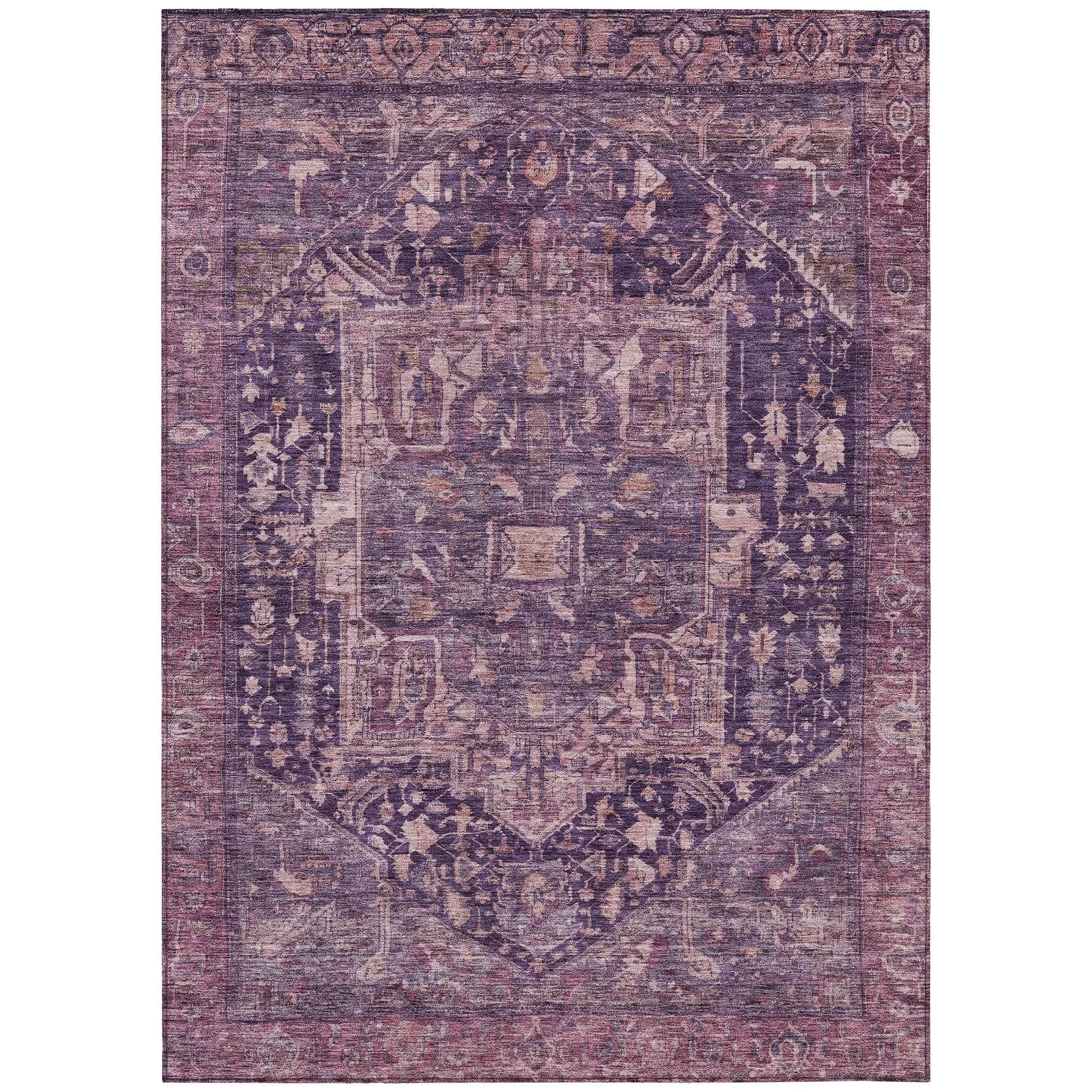 8' X 10' Eggplant Medallion Washable Indoor Outdoor Area Rug Homeroots Outdoor