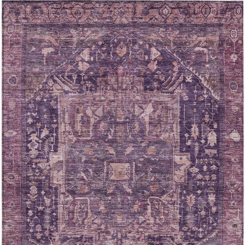 8' X 10' Eggplant Medallion Washable Indoor Outdoor Area Rug Homeroots Outdoor