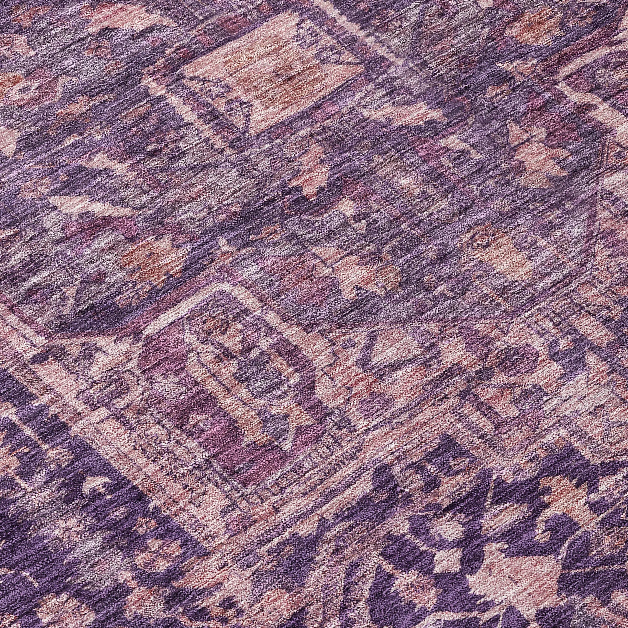 8' X 10' Eggplant Medallion Washable Indoor Outdoor Area Rug Homeroots Outdoor