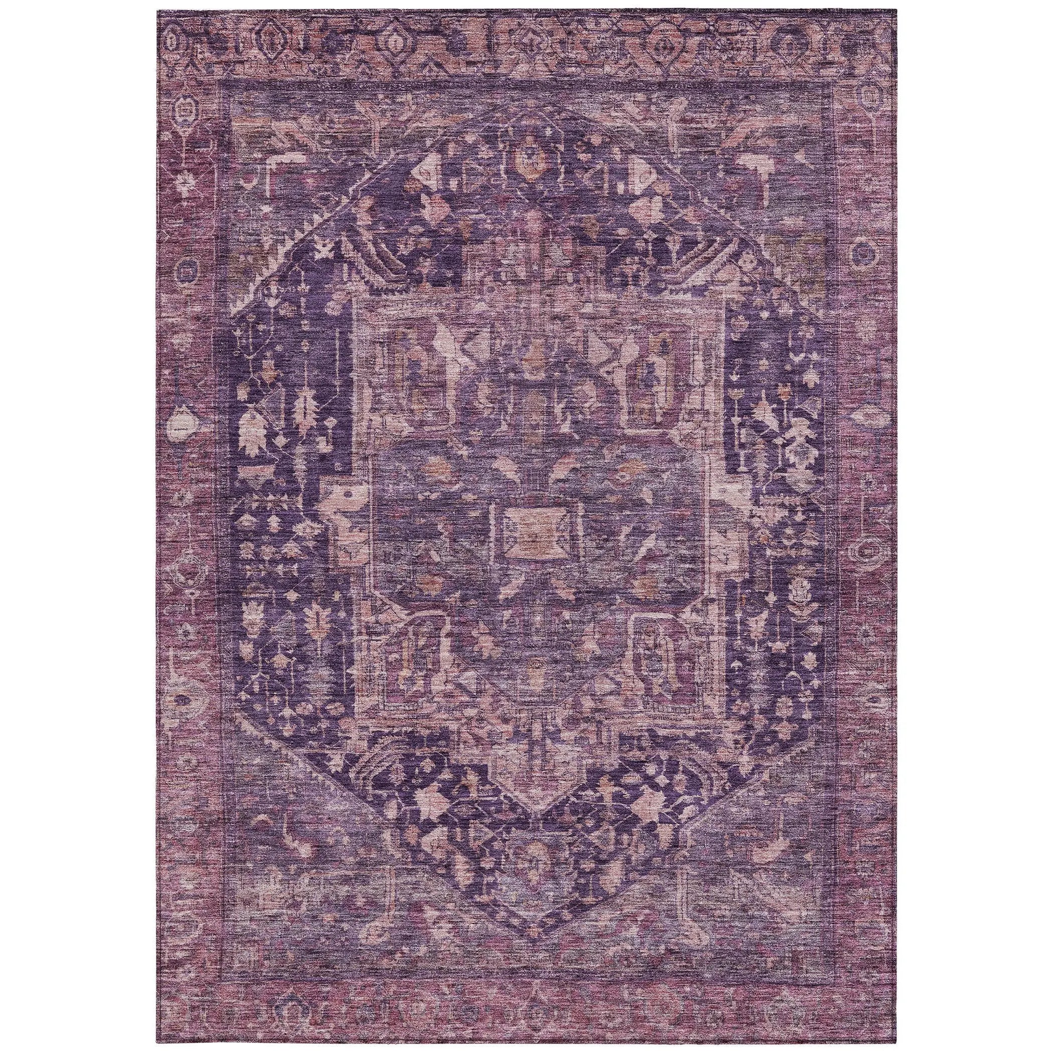 8' X 10' Eggplant Medallion Washable Indoor Outdoor Area Rug Homeroots Outdoor