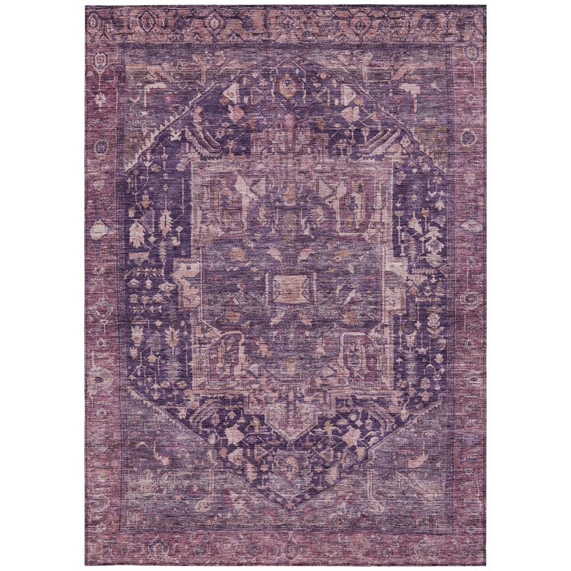 8' X 10' Eggplant Medallion Washable Indoor Outdoor Area Rug Homeroots Outdoor