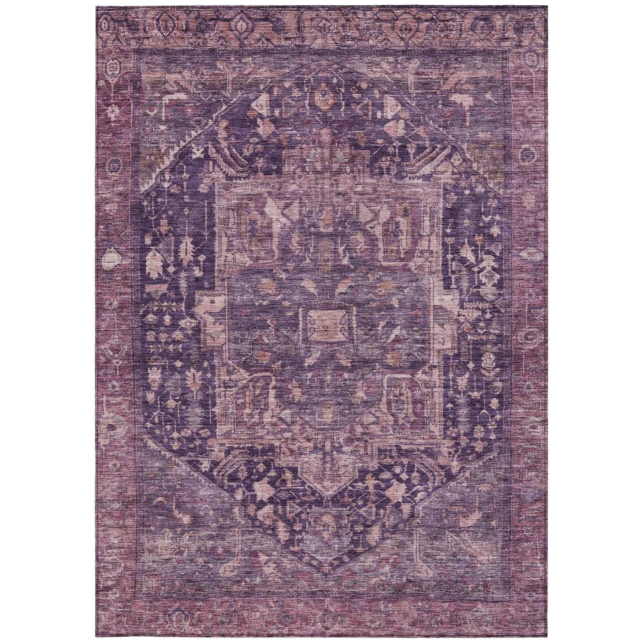 8' X 10' Eggplant Medallion Washable Indoor Outdoor Area Rug Homeroots Outdoor