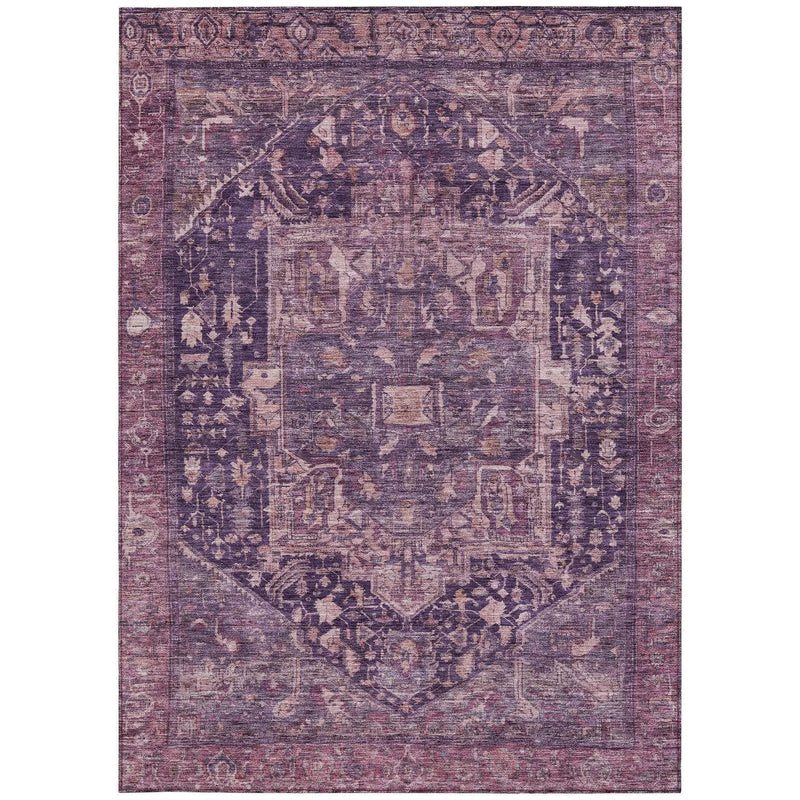 8' X 10' Eggplant Medallion Washable Indoor Outdoor Area Rug Homeroots Outdoor
