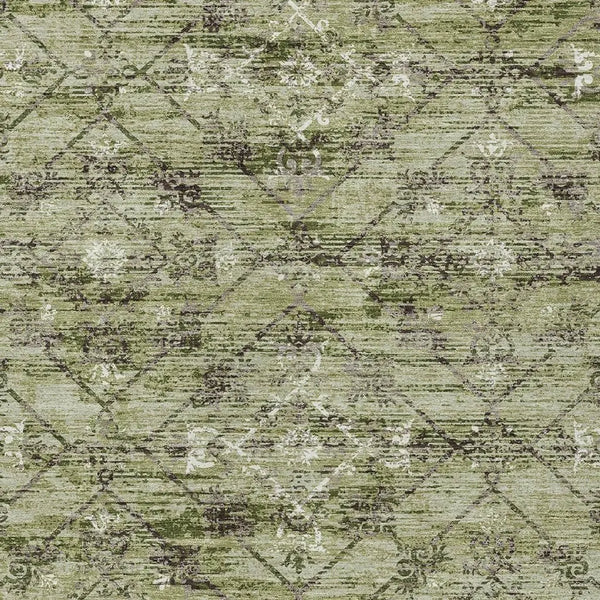 8' X 10' Fern Green And Brown Geometric Washable Indoor Outdoor Area Rug Homeroots Outdoor