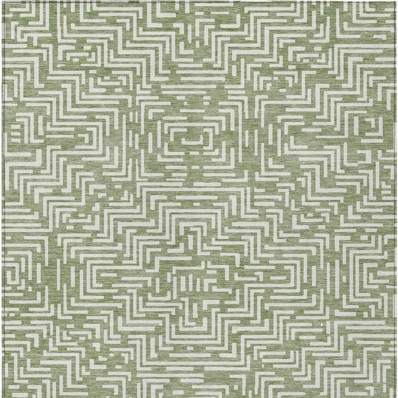 8' X 10' Fern Green And Copper Geometric Washable Indoor Outdoor Area Rug Homeroots Outdoor