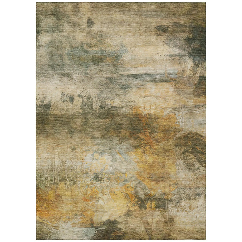 8' X 10' Fern Green And Green Abstract Washable Indoor Outdoor Area Rug Homeroots Outdoor