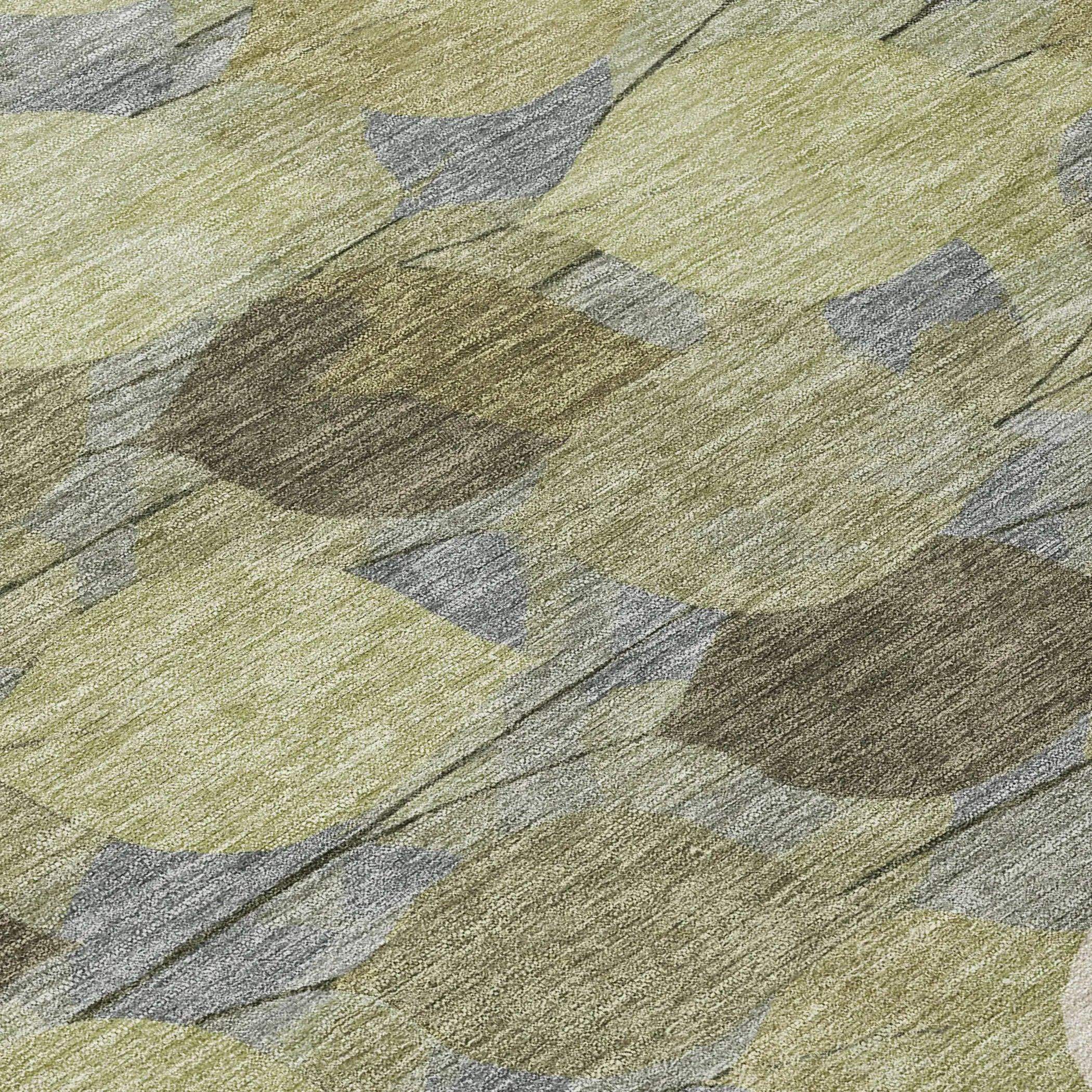 8' X 10' Fern Green And Green Floral Washable Indoor Outdoor Area Rug Homeroots Outdoor