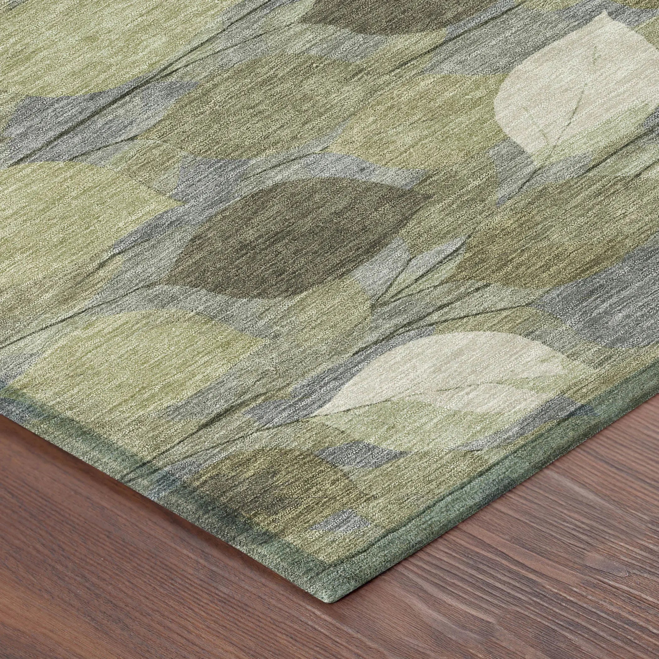 8' X 10' Fern Green And Green Floral Washable Indoor Outdoor Area Rug Homeroots Outdoor