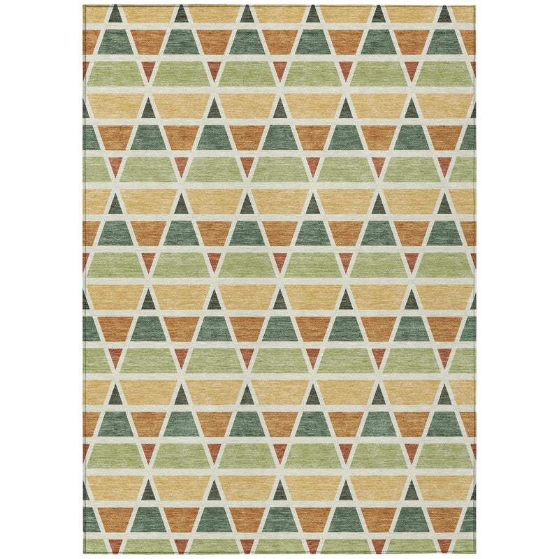 8' X 10' Fern Green And Green Geometric Washable Indoor Outdoor Area Rug Homeroots Outdoor