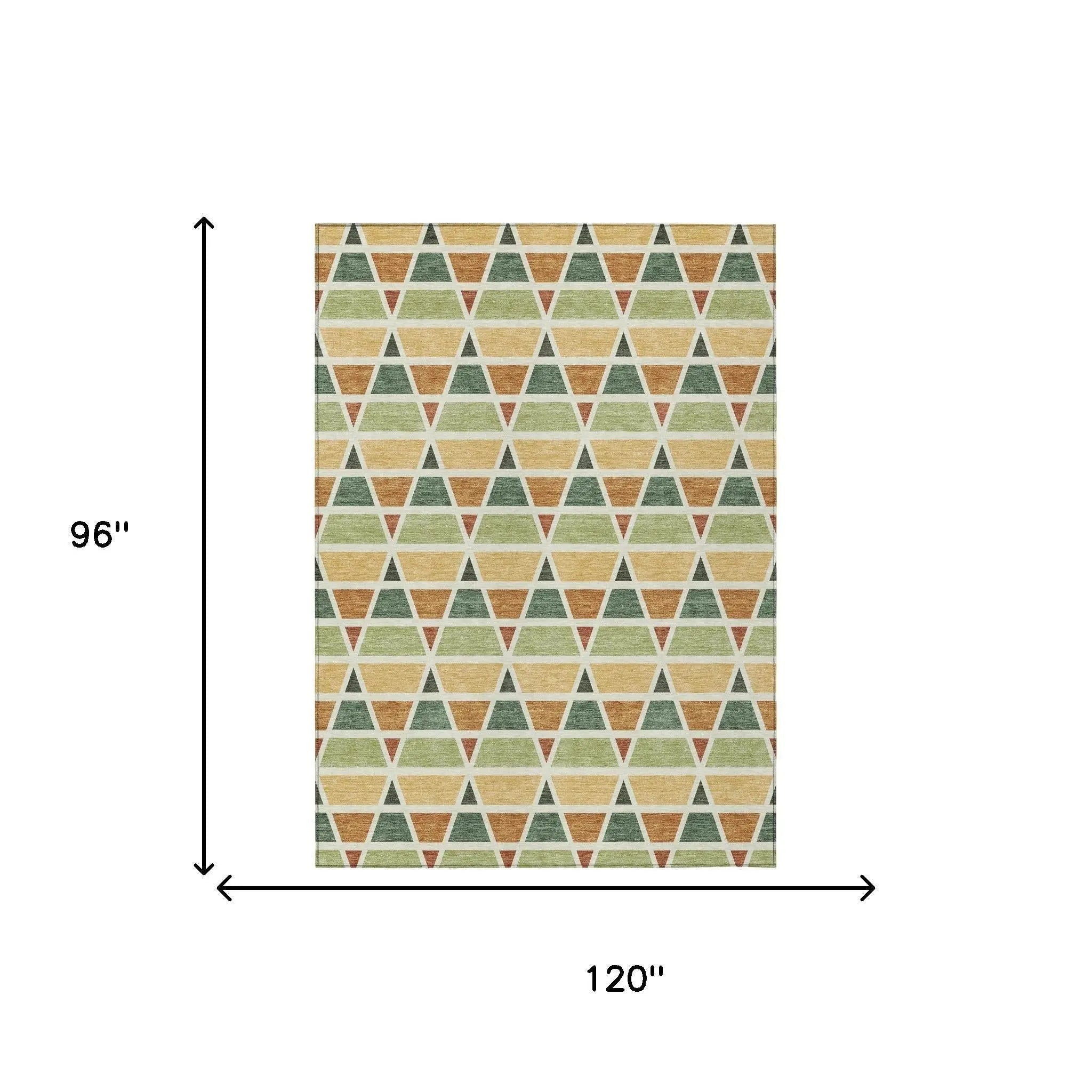 8' X 10' Fern Green And Green Geometric Washable Indoor Outdoor Area Rug Homeroots Outdoor