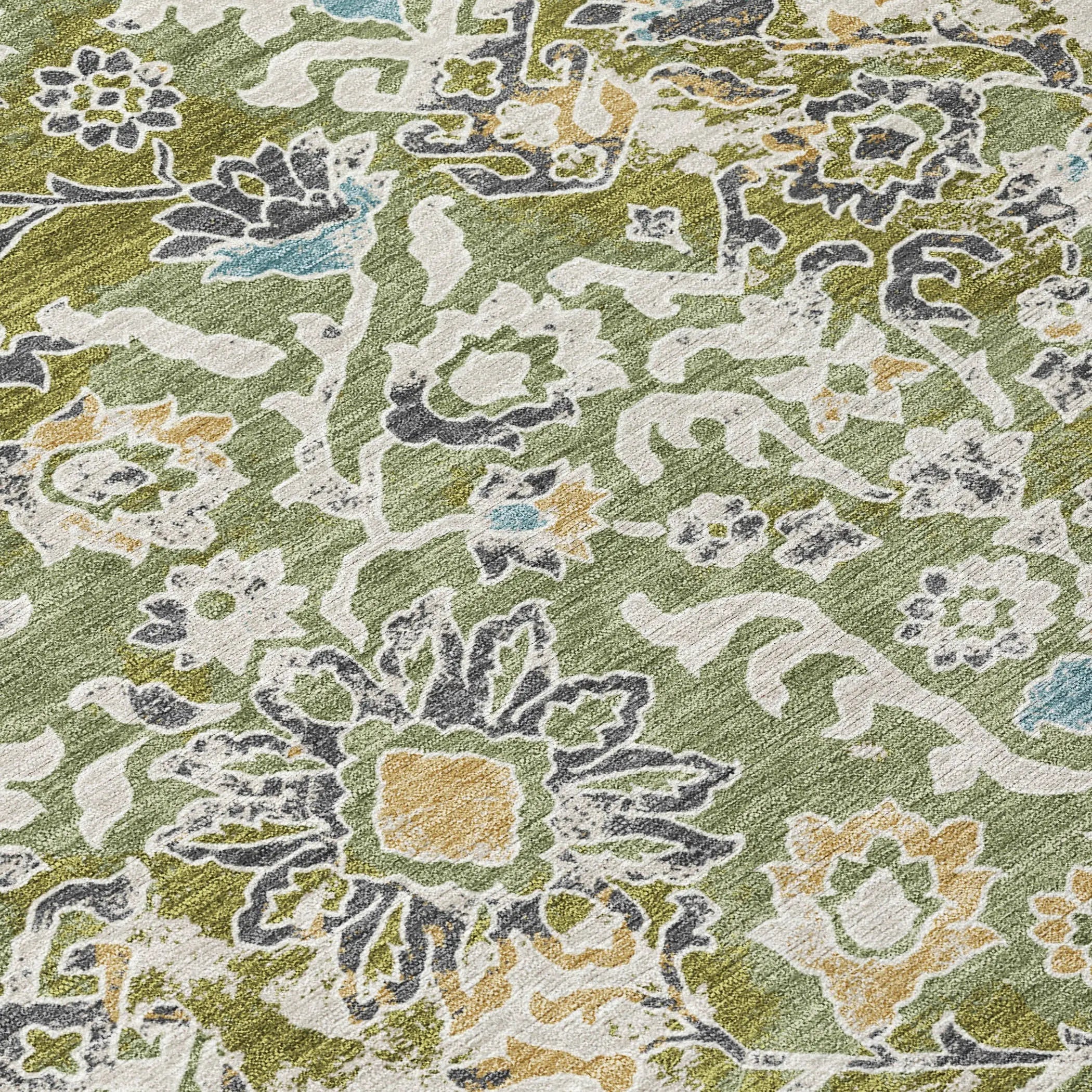 8' X 10' Fern Green And Ivory Geometric Washable Indoor Outdoor Area Rug Homeroots Outdoor