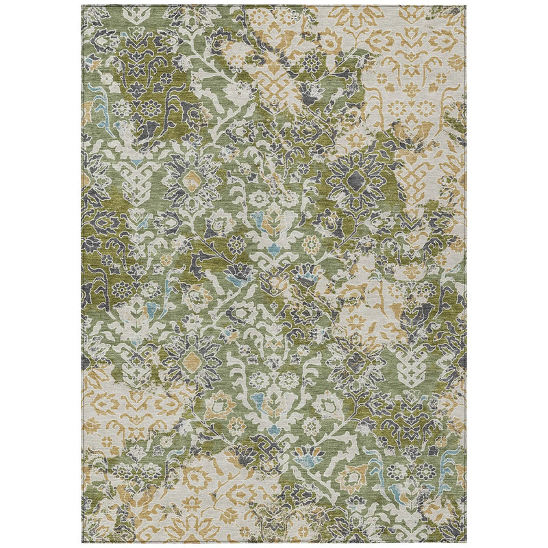 8' X 10' Fern Green And Ivory Geometric Washable Indoor Outdoor Area Rug Homeroots Outdoor