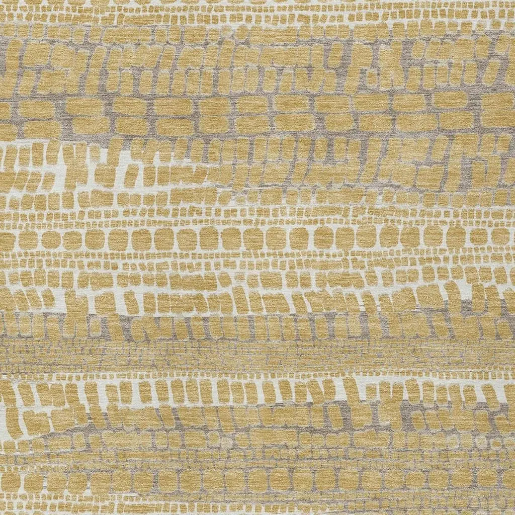 8' X 10' Gold And Beige Abstract Washable Indoor Outdoor Area Rug Homeroots Outdoor