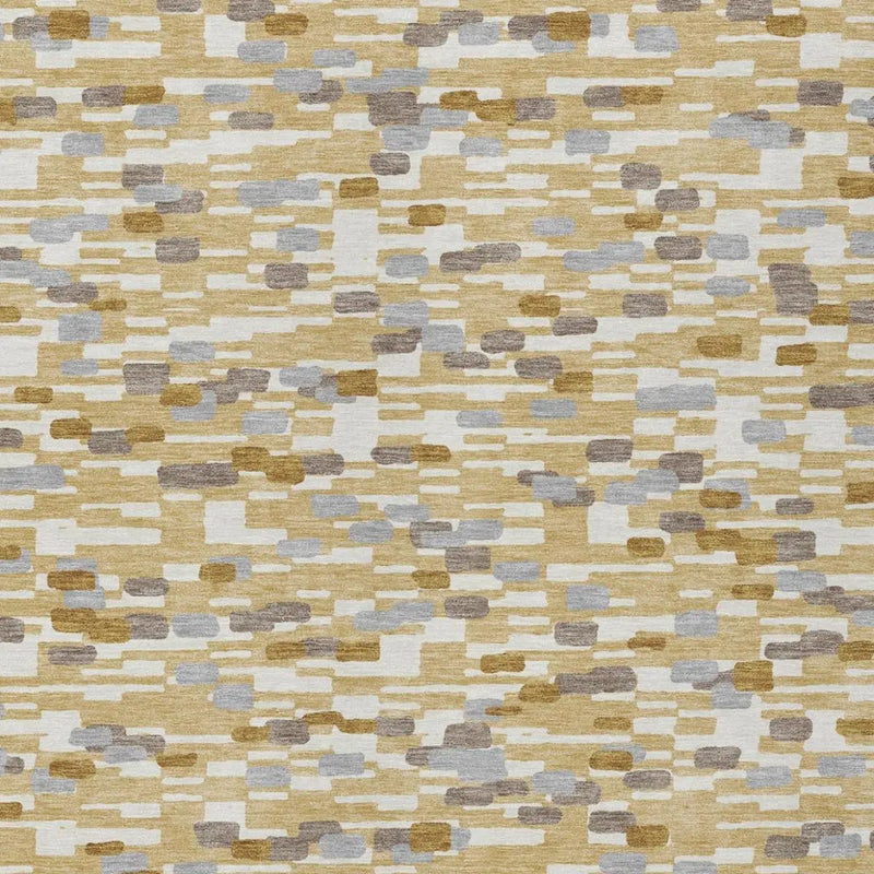 8' X 10' Gold And Beige Geometric Washable Indoor Outdoor Area Rug Homeroots Outdoor