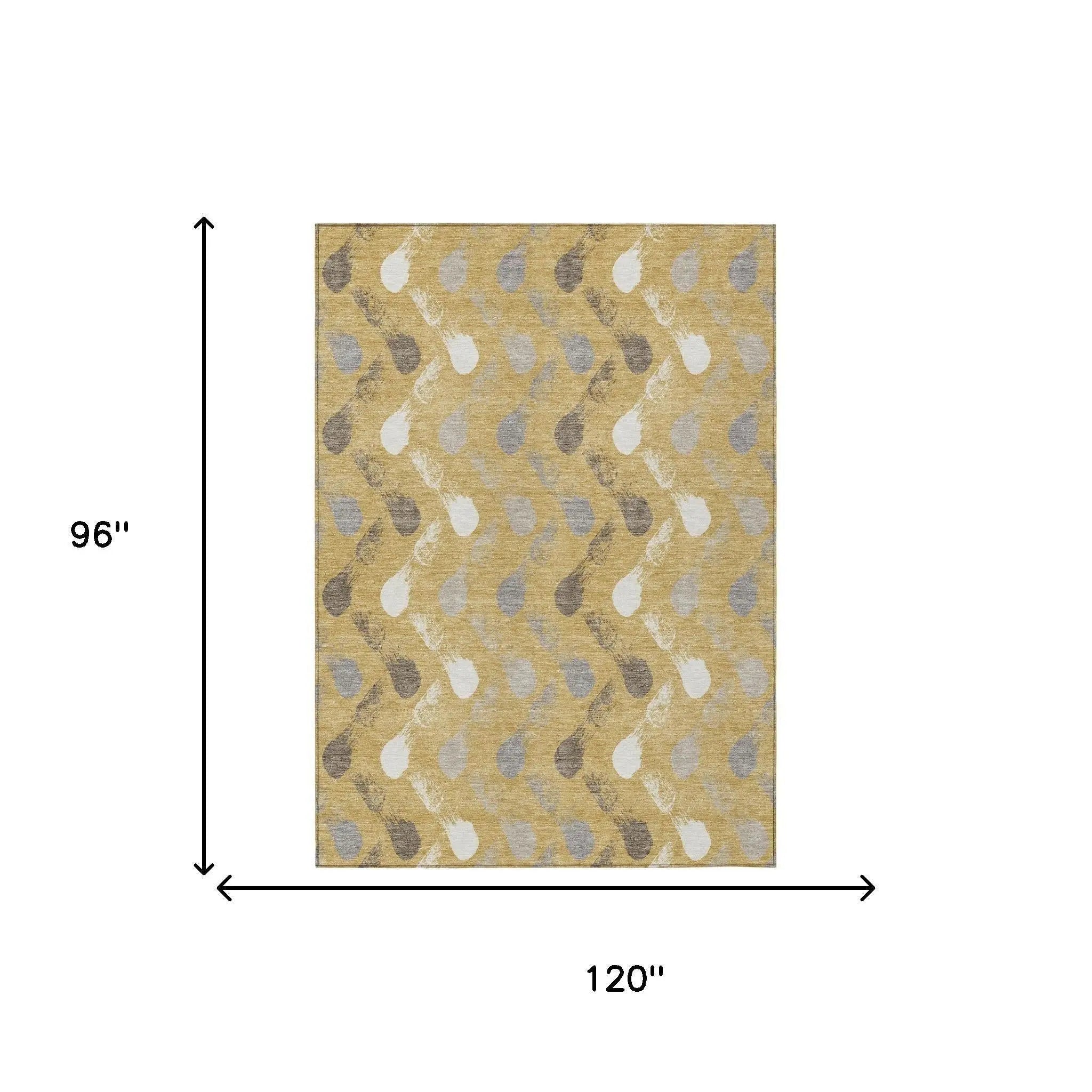 8' X 10' Gold And Beige Geometric Washable Indoor Outdoor Area Rug Homeroots Outdoor
