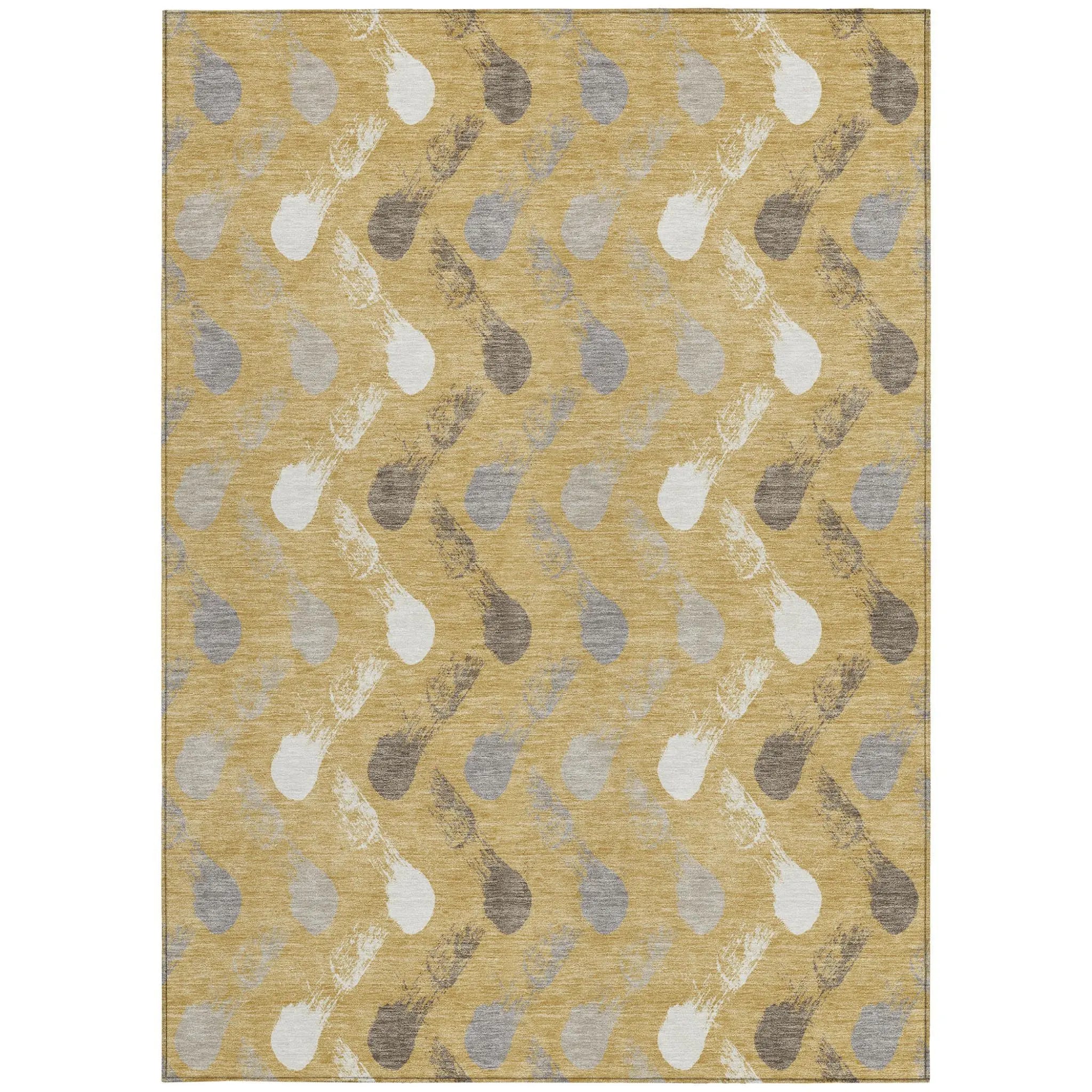 8' X 10' Gold And Beige Geometric Washable Indoor Outdoor Area Rug Homeroots Outdoor