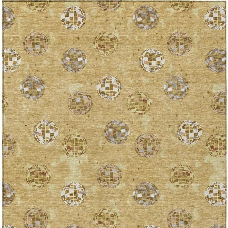 8' X 10' Gold And Blue Geometric Washable Indoor Outdoor Area Rug Homeroots Outdoor