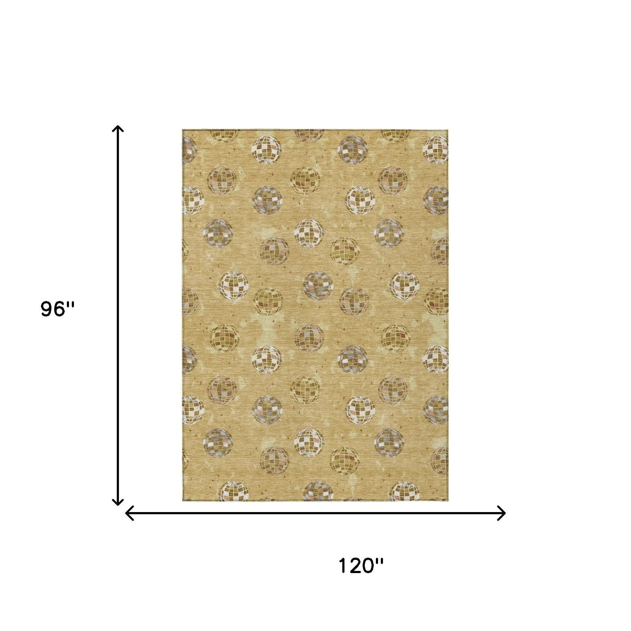 8' X 10' Gold And Blue Geometric Washable Indoor Outdoor Area Rug Homeroots Outdoor