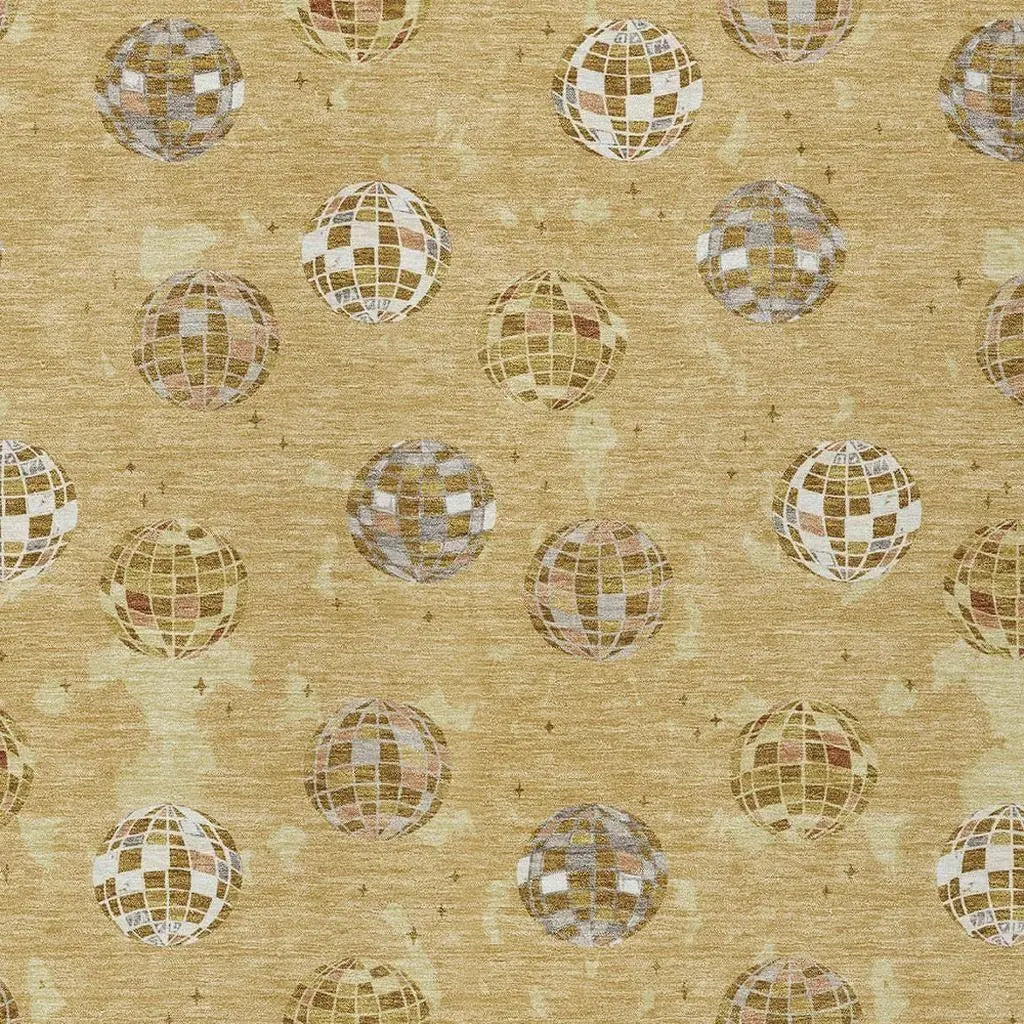8' X 10' Gold And Blue Geometric Washable Indoor Outdoor Area Rug Homeroots Outdoor