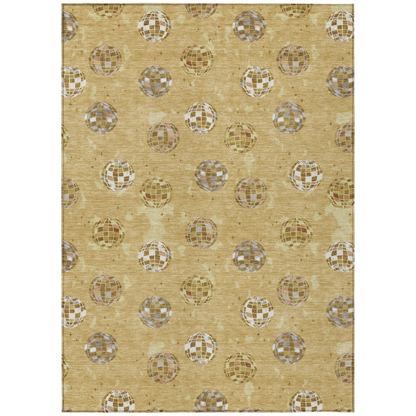 8' X 10' Gold And Blue Geometric Washable Indoor Outdoor Area Rug Homeroots Outdoor