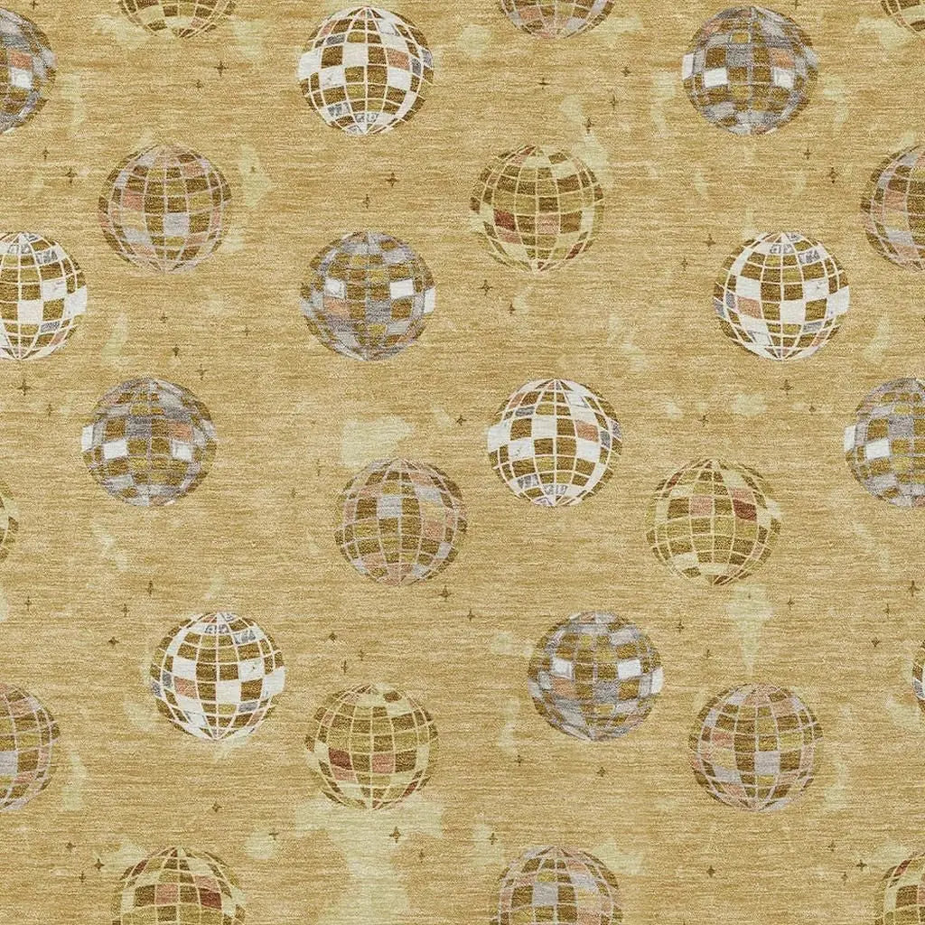 8' X 10' Gold And Blue Geometric Washable Indoor Outdoor Area Rug Homeroots Outdoor
