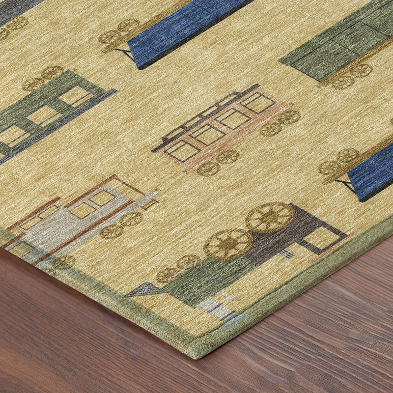 8' X 10' Gold And Brown Abstract Washable Indoor Outdoor Area Rug Homeroots Outdoor