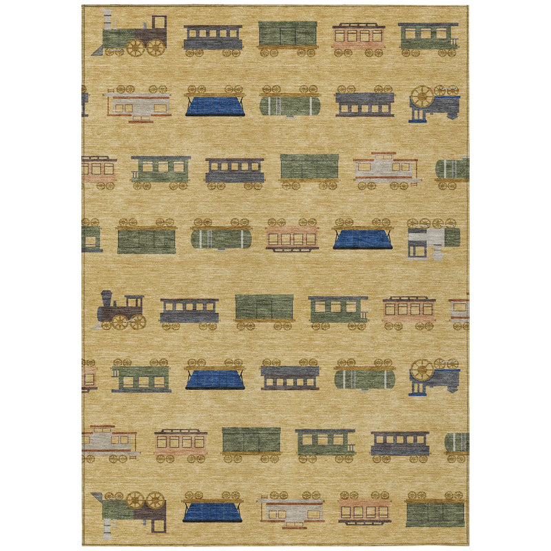 8' X 10' Gold And Brown Abstract Washable Indoor Outdoor Area Rug Homeroots Outdoor