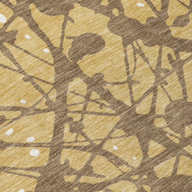 8' X 10' Gold And Brown Abstract Washable Indoor Outdoor Area Rug Homeroots Outdoor