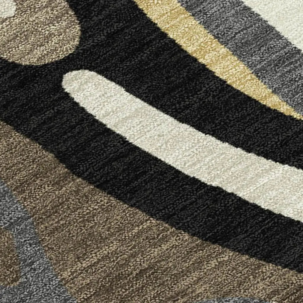 8' X 10' Gold And Brown Abstract Washable Indoor Outdoor Area Rug Homeroots Outdoor