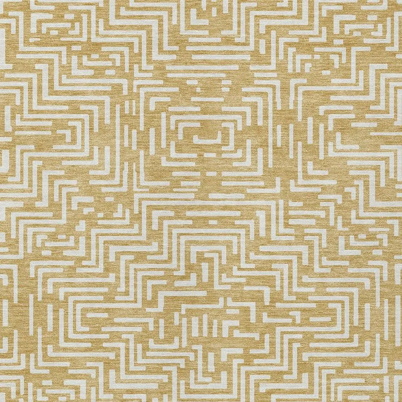 8' X 10' Gold And Brown Geometric Washable Indoor Outdoor Area Rug Homeroots Outdoor