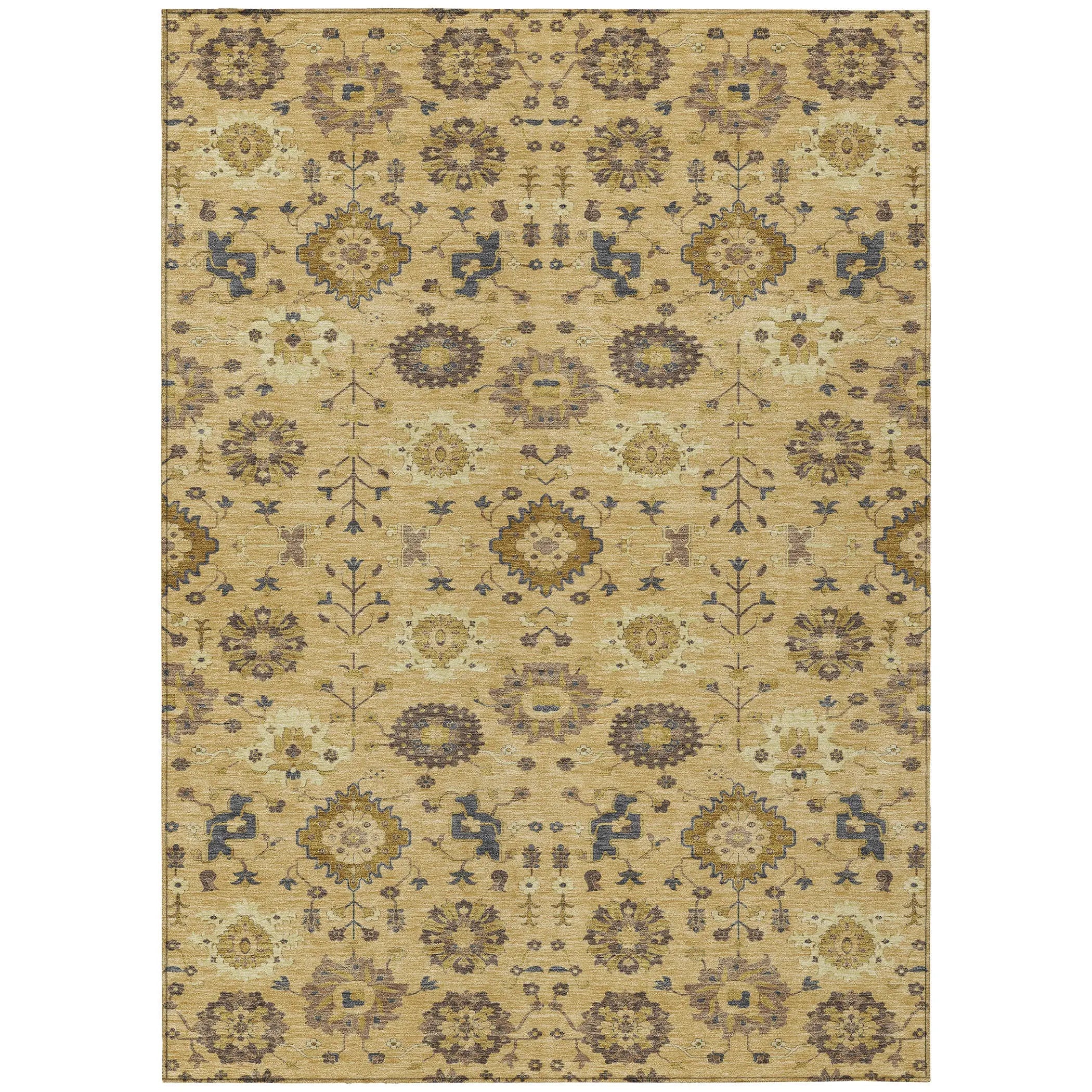 8' X 10' Gold And Brown Geometric Washable Indoor Outdoor Area Rug Homeroots Outdoor