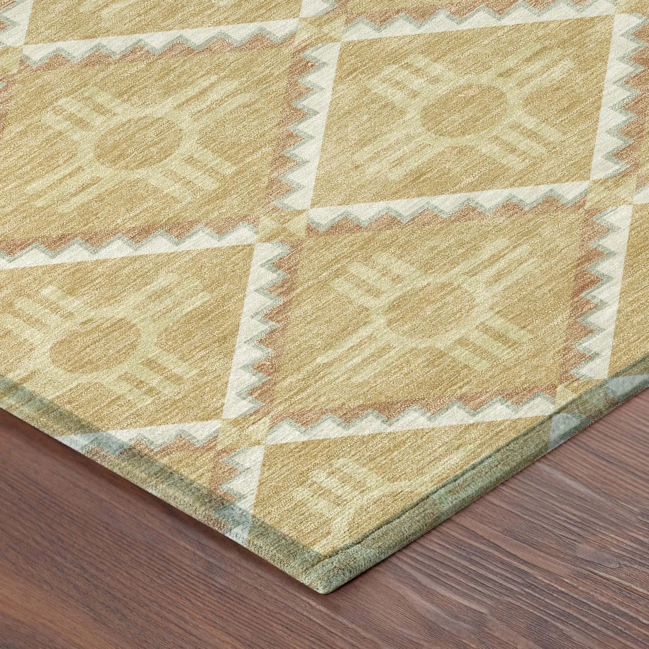 8' X 10' Gold And Brown Geometric Washable Indoor Outdoor Area Rug Homeroots Outdoor