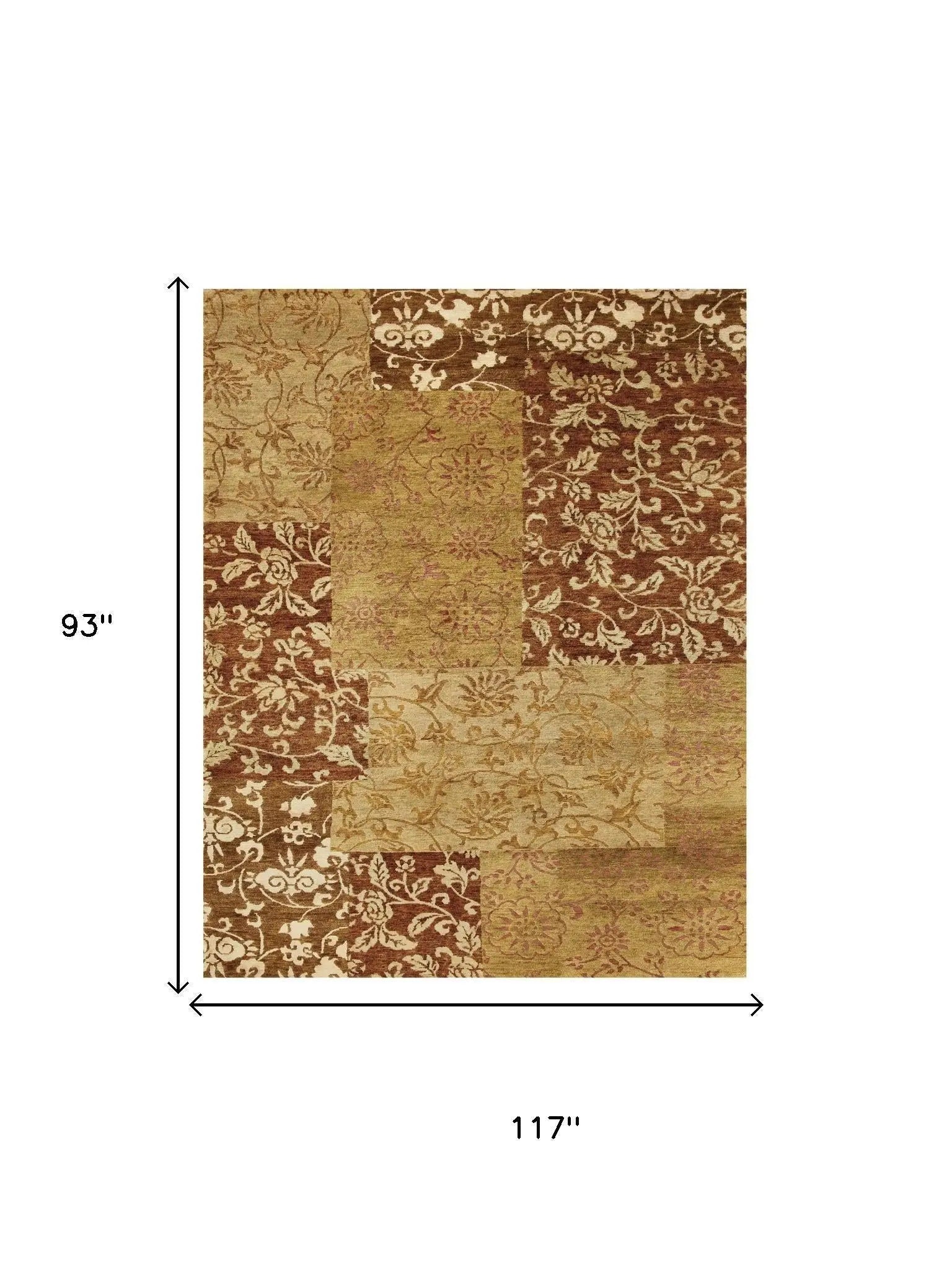 8' X 10' Gold And Brown Patchwork Hand Knotted Area Rug Homeroots Home Decor