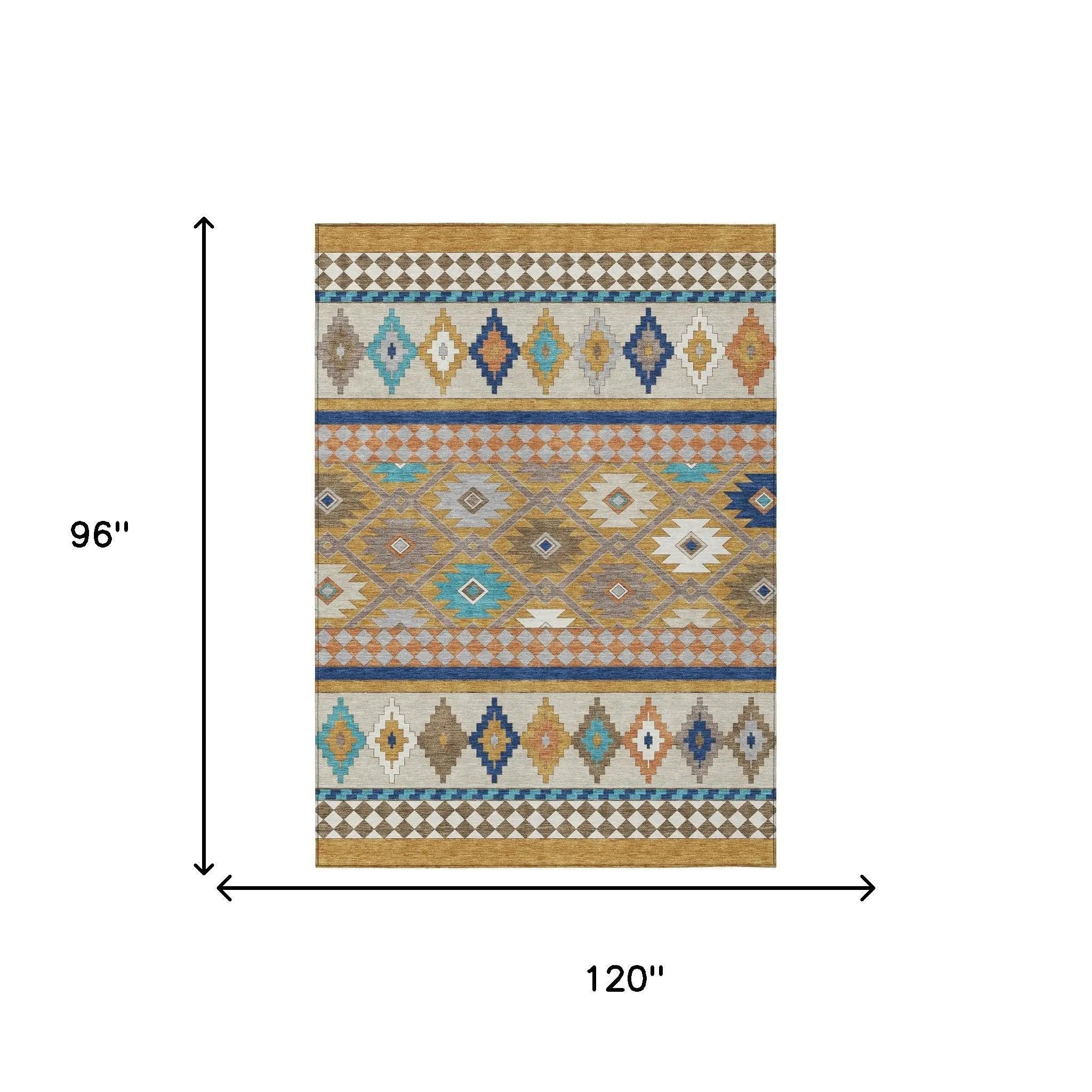 8' X 10' Gold And Brown Southwestern Washable Indoor Outdoor Area Rug Homeroots Outdoor