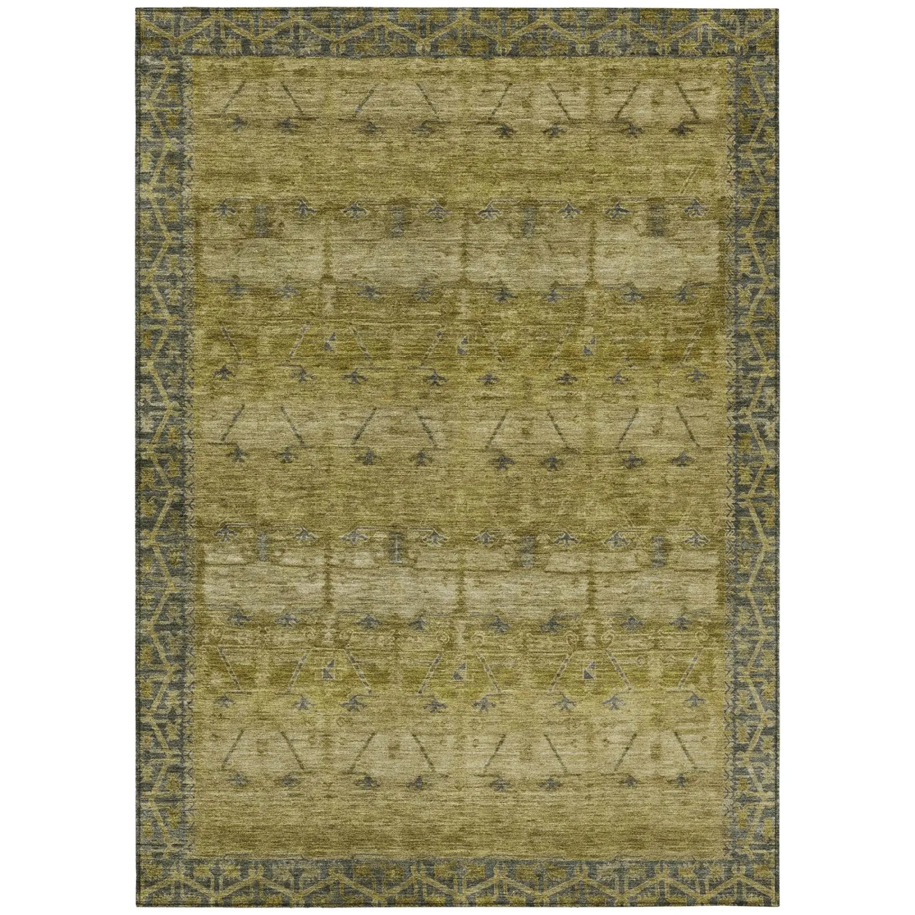 8' X 10' Gold And Brown Tribal Washable Indoor Outdoor Area Rug Homeroots Outdoor
