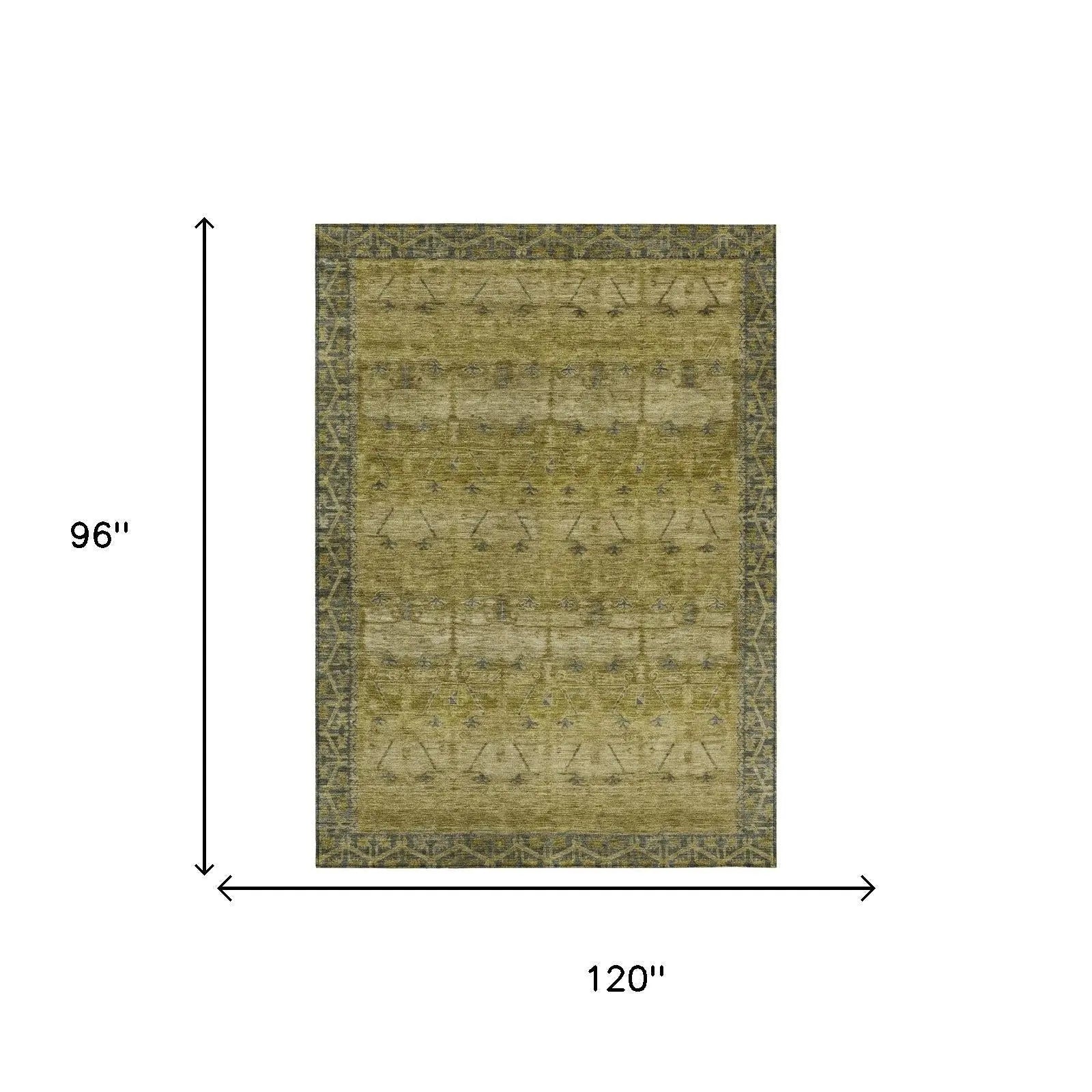 8' X 10' Gold And Brown Tribal Washable Indoor Outdoor Area Rug Homeroots Outdoor