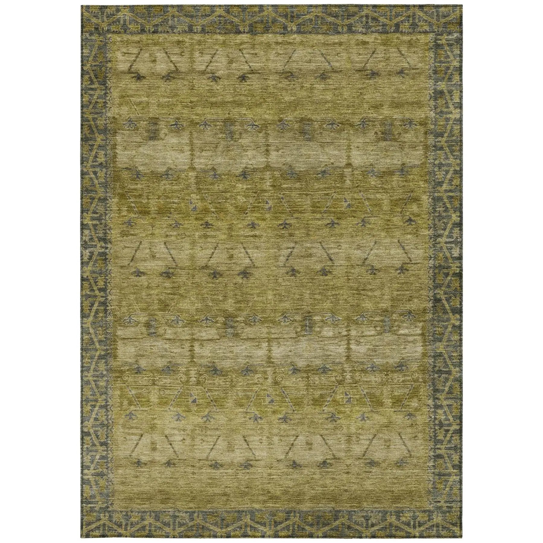 8' X 10' Gold And Brown Tribal Washable Indoor Outdoor Area Rug Homeroots Outdoor