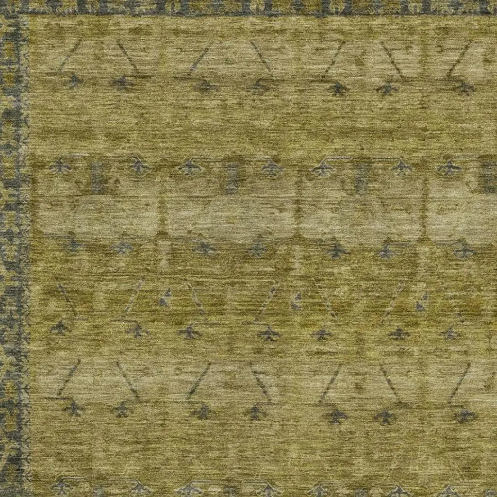 8' X 10' Gold And Brown Tribal Washable Indoor Outdoor Area Rug Homeroots Outdoor