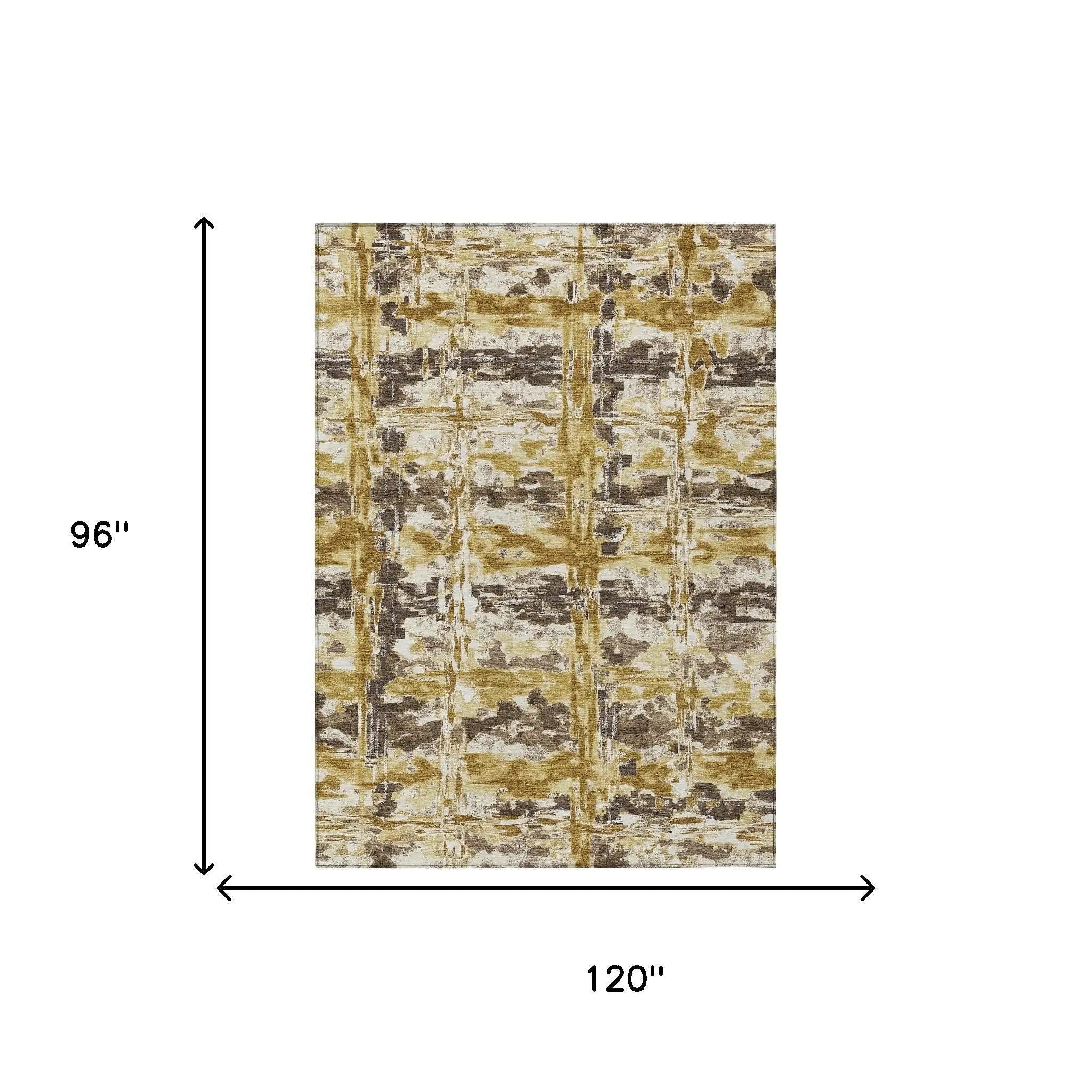 8' X 10' Gold And Coffee Abstract Washable Indoor Outdoor Area Rug Homeroots Outdoor