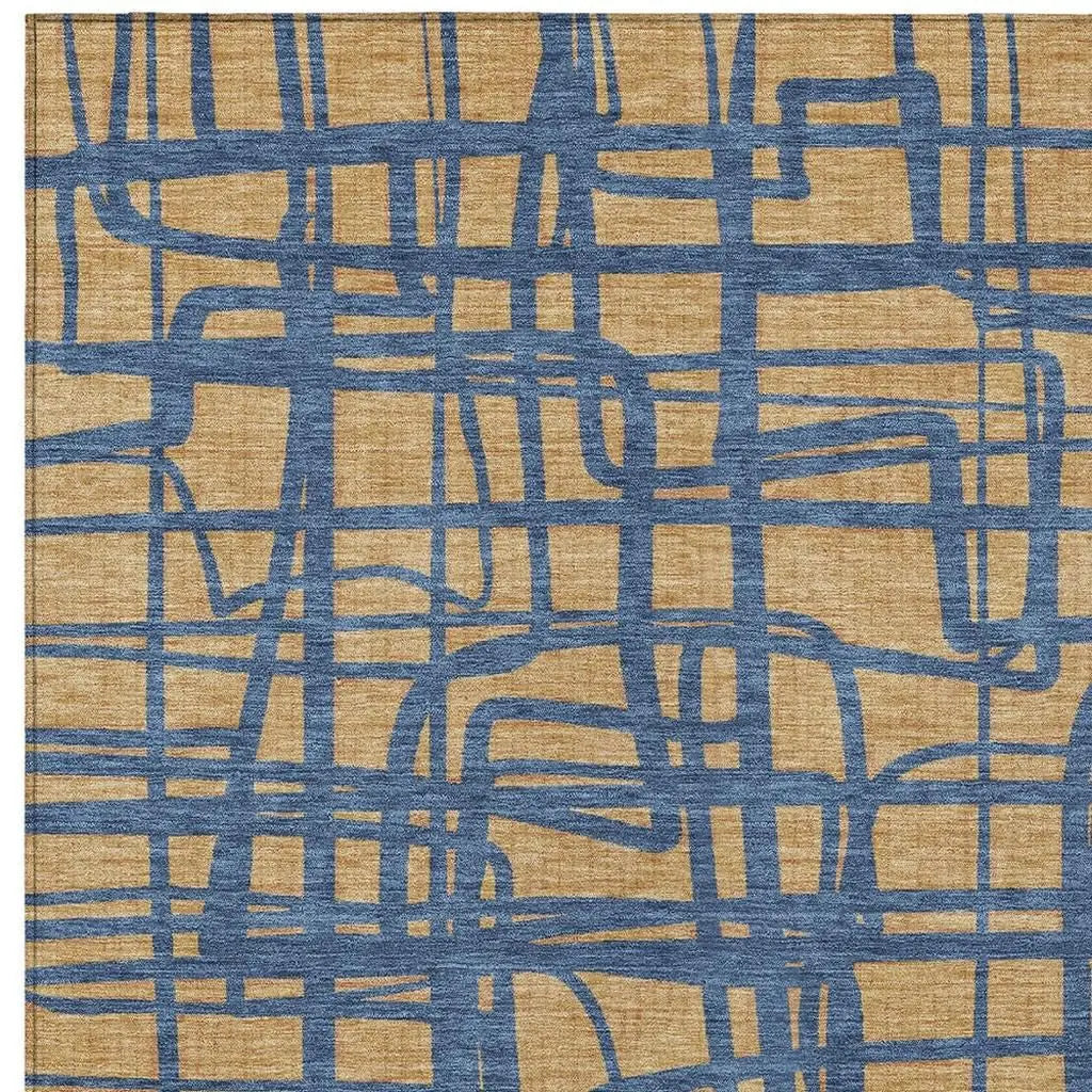 8' X 10' Gold And Copper Abstract Washable Indoor Outdoor Area Rug Homeroots Outdoor
