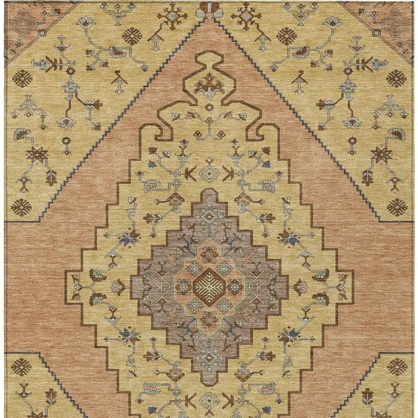 8' X 10' Gold And Copper Geometric Washable Indoor Outdoor Area Rug Homeroots Outdoor
