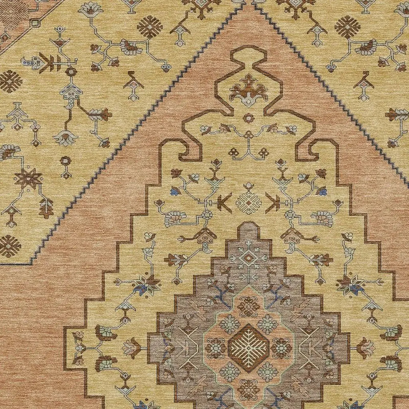 8' X 10' Gold And Copper Geometric Washable Indoor Outdoor Area Rug Homeroots Outdoor