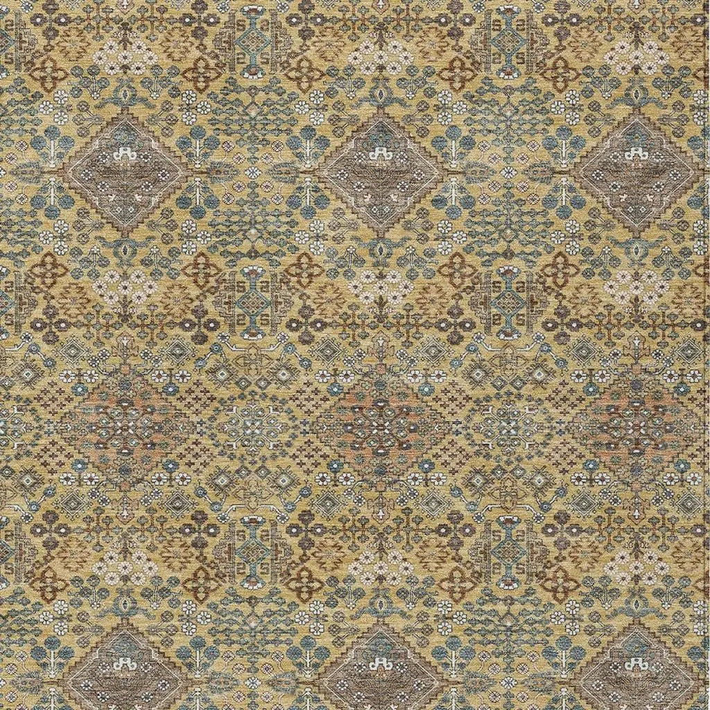 8' X 10' Gold And Copper Geometric Washable Indoor Outdoor Area Rug Homeroots Outdoor