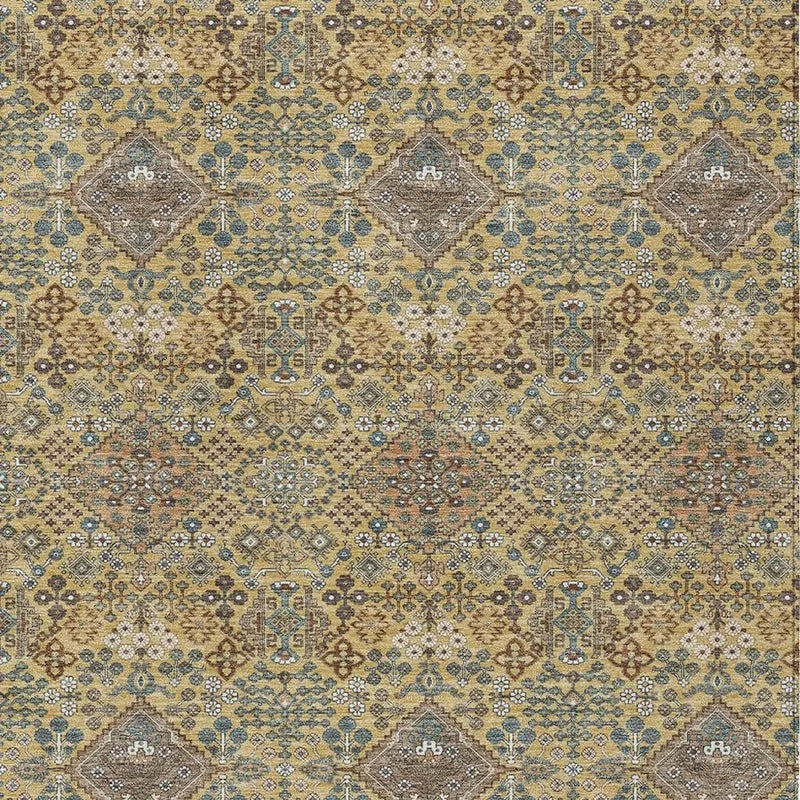 8' X 10' Gold And Copper Geometric Washable Indoor Outdoor Area Rug Homeroots Outdoor