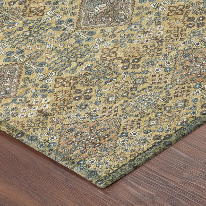 8' X 10' Gold And Copper Geometric Washable Indoor Outdoor Area Rug Homeroots Outdoor