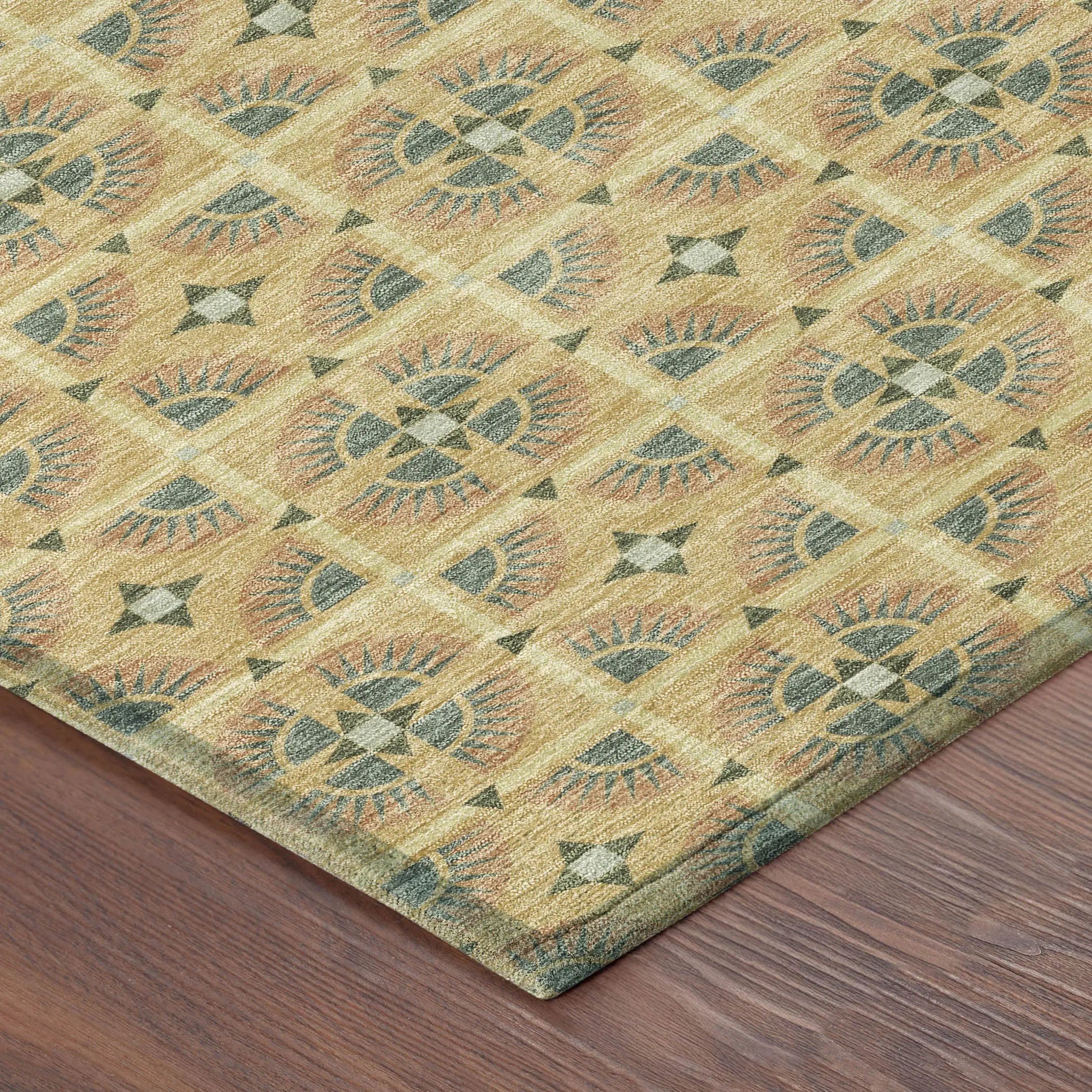 8' X 10' Gold And Copper Geometric Washable Indoor Outdoor Area Rug Homeroots Outdoor