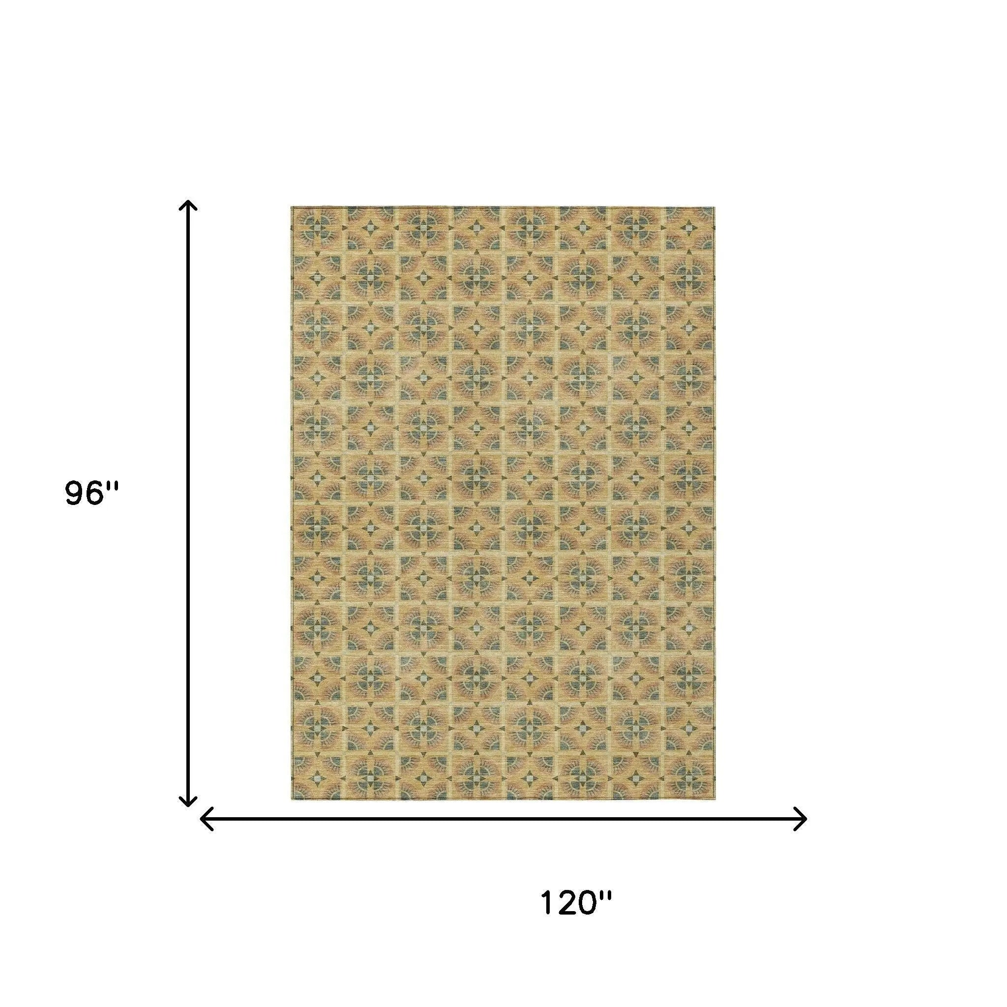 8' X 10' Gold And Copper Geometric Washable Indoor Outdoor Area Rug Homeroots Outdoor