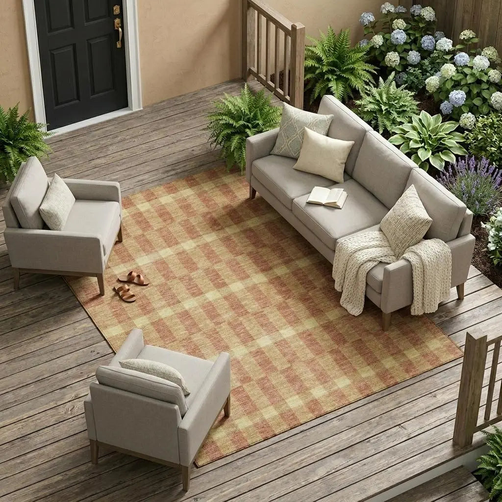 8' X 10' Gold And Copper Geometric Washable Indoor Outdoor Area Rug Homeroots Outdoor