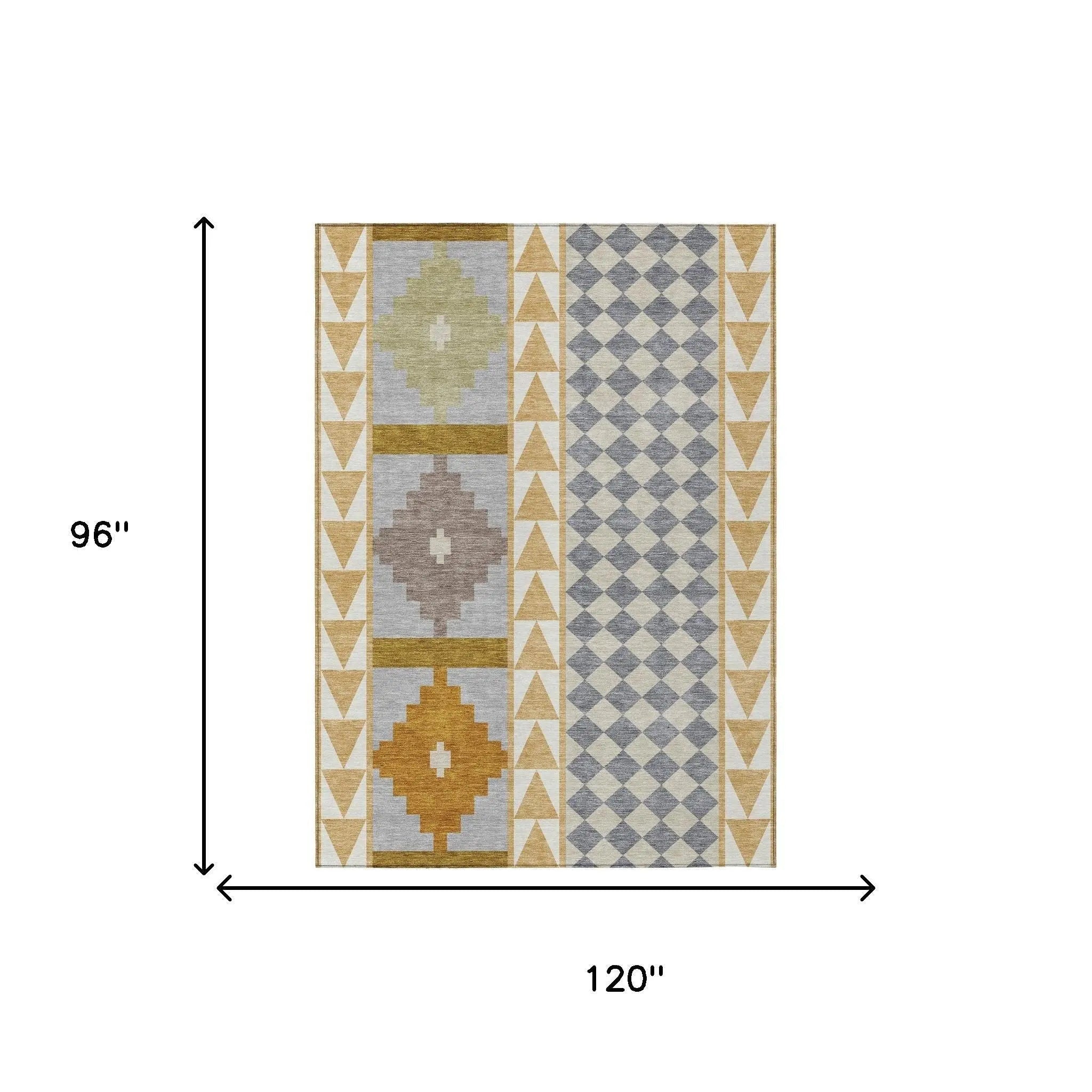 8' X 10' Gold And Copper Southwestern Washable Indoor Outdoor Area Rug Homeroots Outdoor